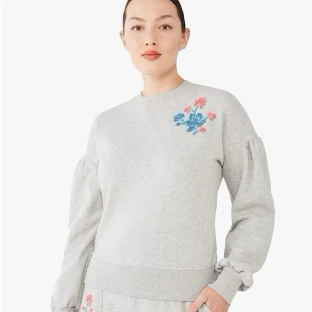 Kate Spade Floral Embroidered Sweatshirt Grey Melange